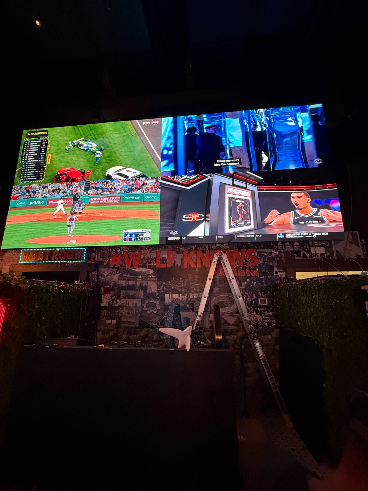 Large multi-screen commercial video wall installation