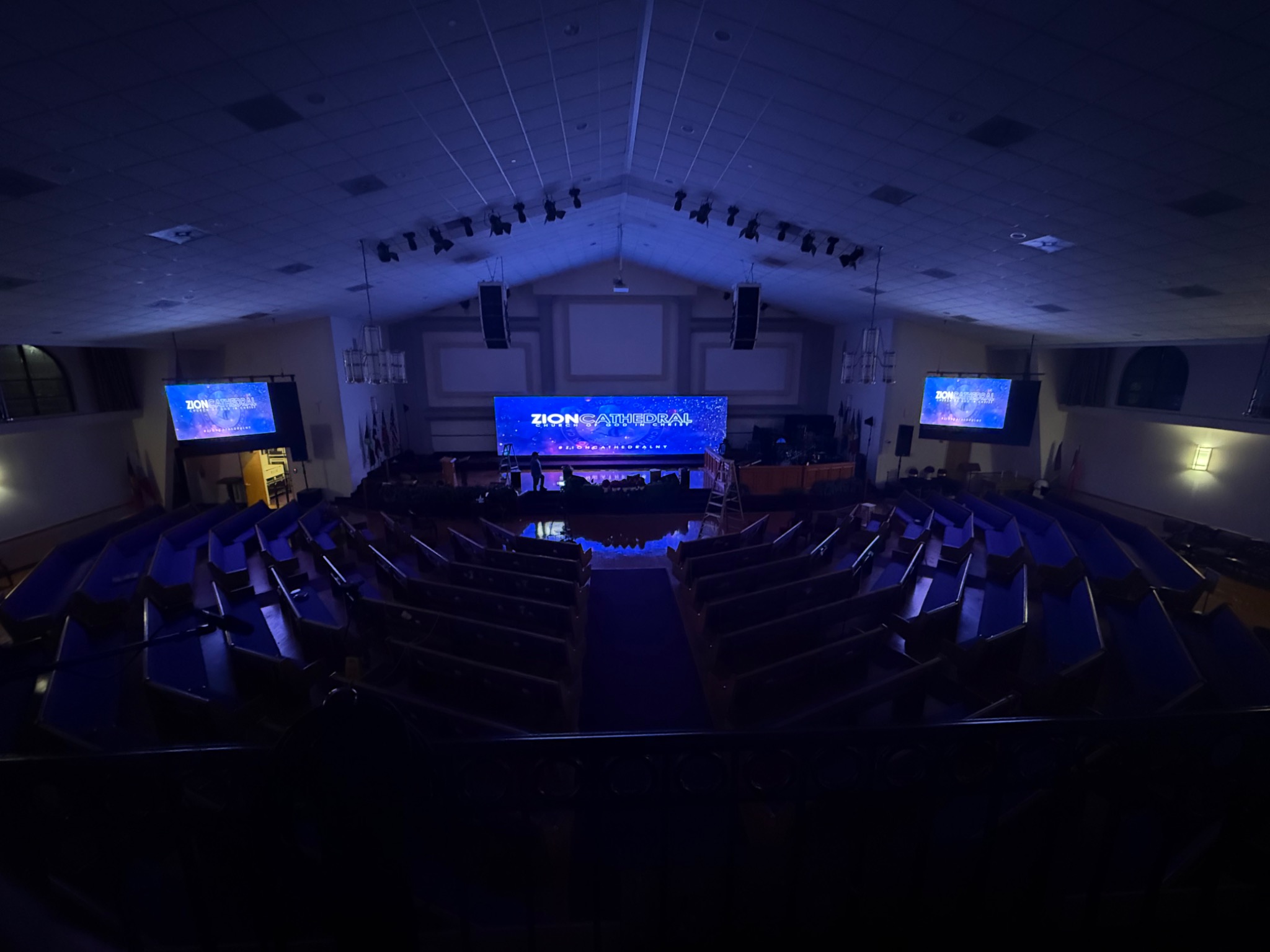 House of worship with large LED video display and audio system